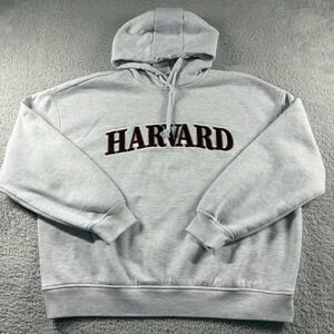 Harvard Hoodie Mens Small Gray Oversized Fit Ivy League College Spell Out